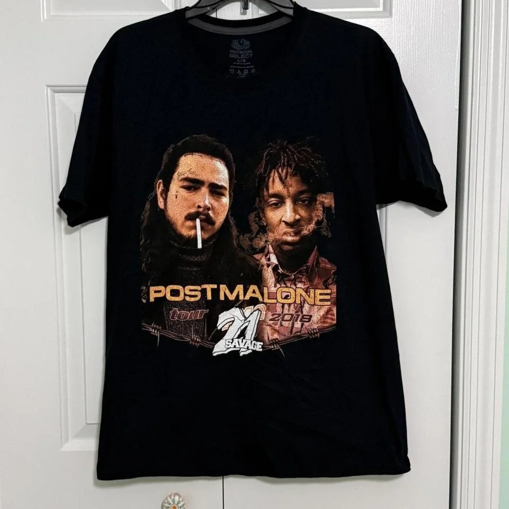 21 Savage Post Malone 2018 Tour T Shirt in Size Large